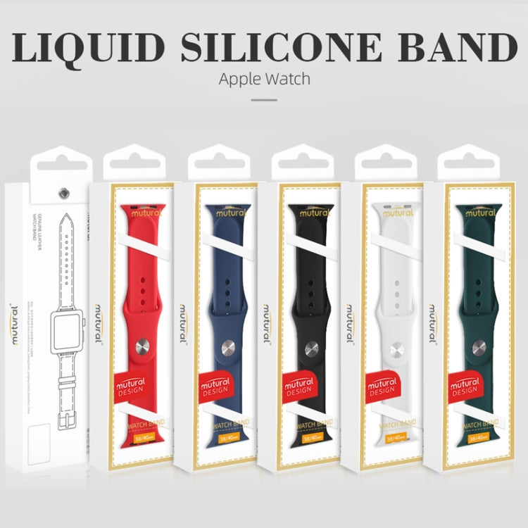 For Apple Watch Series 7 41mm / 6 & SE & 5 & 4 40mm / 3 & 2 & 1 38mm Mutural Liquid Silicone Watch Band(White) - Watch Bands by Mutural