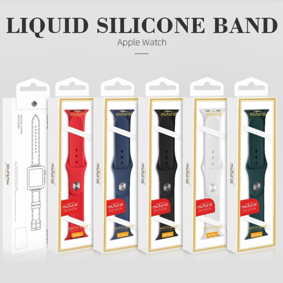 For Apple Watch Ultra 49mm&Watch Ultra 2 49mm / Series 9&8&7 45mm / SE 3&SE 2&6&SE&5&4 44mm / 3&2&1 42mm Mutural Liquid Silicone Watch Band(White) - Watch Bands by Mutural