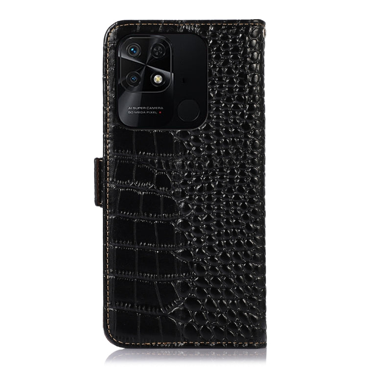 For Xiaomi Redmi 10C / 10 India Crocodile Top Layer Cowhide Leather Phone Case(Black) - Xiaomi Cases by PMC TechLife | Online Shopping South Africa | PMC TechLife