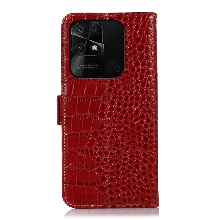 For Xiaomi Redmi 10C / 10 India Crocodile Top Layer Cowhide Leather Phone Case(Red) - Xiaomi Cases by PMC TechLife | Online Shopping South Africa | PMC TechLife