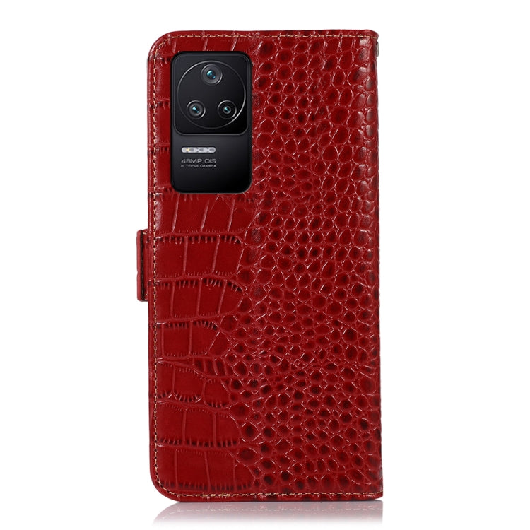 For Xiaomi Redmi K40S Crocodile Top Layer Cowhide Leather Phone Case(Red)