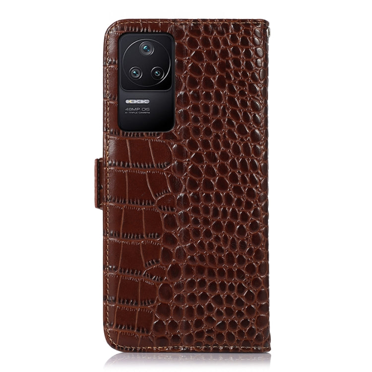 For Xiaomi Redmi K40S Crocodile Top Layer Cowhide Leather Phone Case(Brown) - Xiaomi Cases by PMC TechLife | Online Shopping South Africa | PMC TechLife