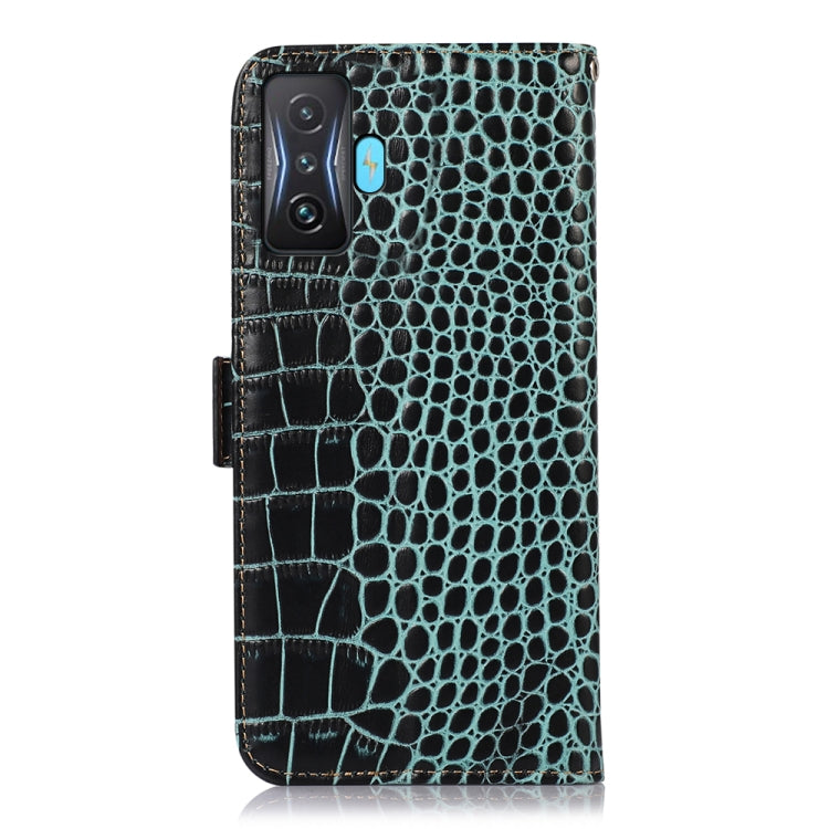 For Xiaomi Redmi K50 Gaming Crocodile Top Layer Cowhide Leather Phone Case(Green) - Xiaomi Cases by PMC TechLife | Online Shopping South Africa | PMC TechLife