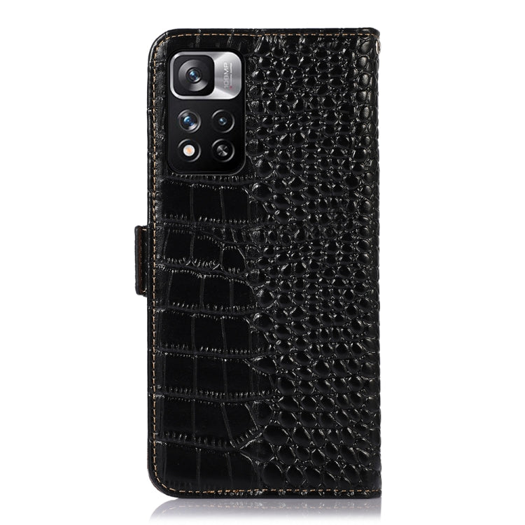 For Xiaomi Redmi Note 11 Pro 4G / 5G Global Crocodile Top Layer Cowhide Leather Phone Case(Black) - Redmi Note 11 Pro Case by PMC TechLife | Online Shopping South Africa | PMC TechLife