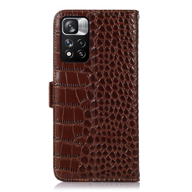 For Xiaomi Redmi Note 11 Pro 4G / 5G Global Crocodile Top Layer Cowhide Leather Phone Case(Brown) - Redmi Note 11 Pro Case by PMC TechLife | Online Shopping South Africa | PMC TechLife