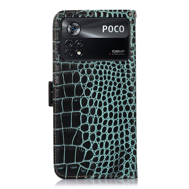 For Xiaomi Poco X4 Pro 5G Crocodile Top Layer Cowhide Leather Phone Case(Green) - Xiaomi Cases by PMC TechLife | Online Shopping South Africa | PMC TechLife