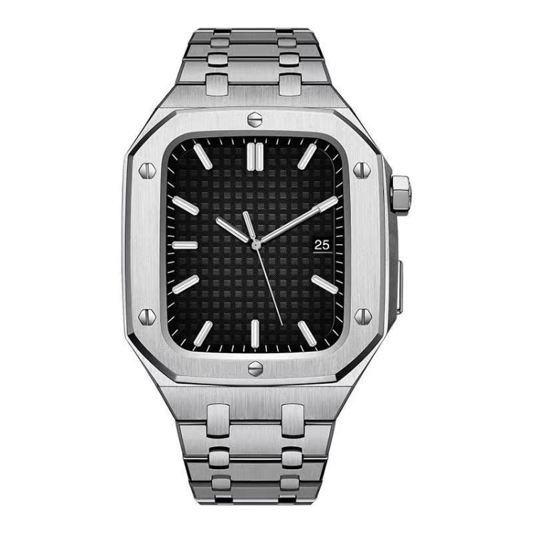 Integrated Oak Metal Watch Band + Watch Case For Apple Watch Series 7 45mm(Silver) - Watch Bands by PMC TechLife | Online Shopping South Africa | PMC TechLife