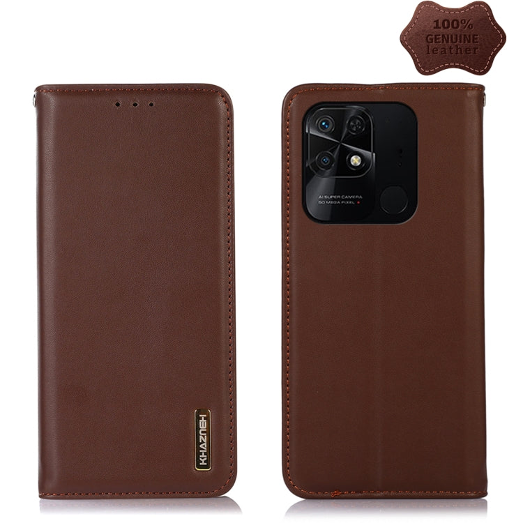 For Xiaomi Redmi 10C / 10 India KHAZNEH Nappa Top Layer Cowhide Leather Phone Case(Brown) - Xiaomi Cases by PMC TechLife | Online Shopping South Africa | PMC TechLife