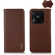 For Xiaomi Redmi 10C / 10 India KHAZNEH Nappa Top Layer Cowhide Leather Phone Case(Brown)