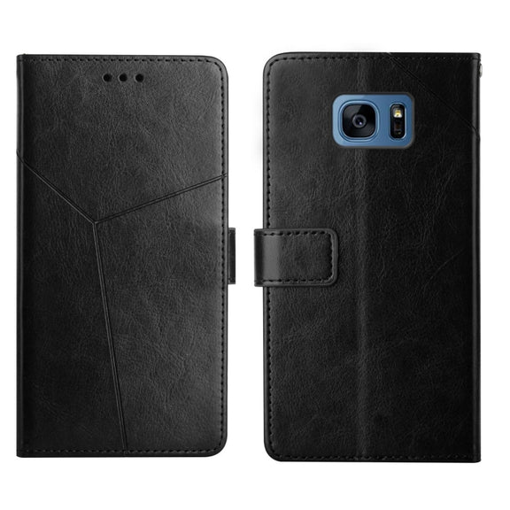 For Samsung Galaxy S7 Y Stitching Horizontal Flip Leather Phone Case(Black)