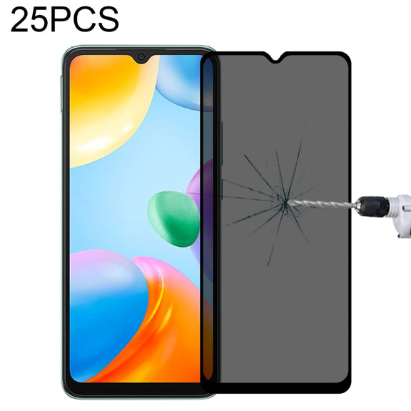 25 PCS Full Cover Anti-peeping Tempered Glass Film For Xiaomi Redmi 10C