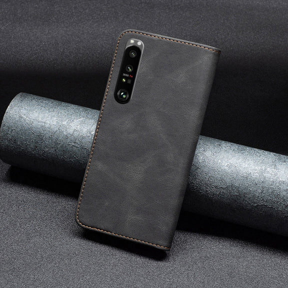 For Sony Xperia 1 III Magnetic RFID Blocking Anti-Theft Leather Phone Case(Black)