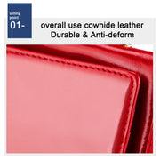 3506 RFID Anti-Degaussing Oil Wax Vintage Texture Genuine Leather Hand Held Wallet for Ladies(Rose Red)