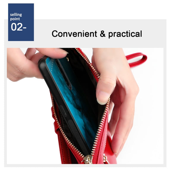 3506 RFID Anti-Degaussing Oil Wax Vintage Texture Genuine Leather Hand Held Wallet for Ladies(Black)