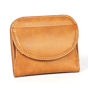 3537 Folding Short RFID Anti-Theft Genuine Leather Coin Purse for Ladies(Brown)