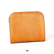 3537 Folding Short RFID Anti-Theft Genuine Leather Coin Purse for Ladies(Brown)