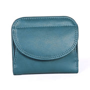3537 Folding Short RFID Anti-Theft Genuine Leather Coin Purse for Ladies(Blue)