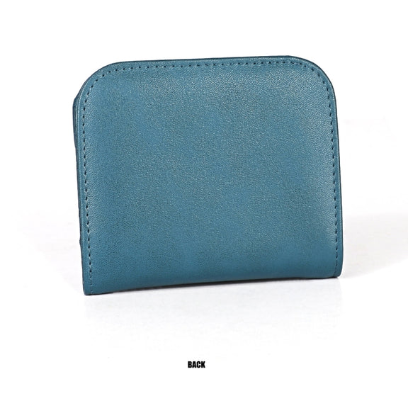 3537 Folding Short RFID Anti-Theft Genuine Leather Coin Purse for Ladies(Blue)