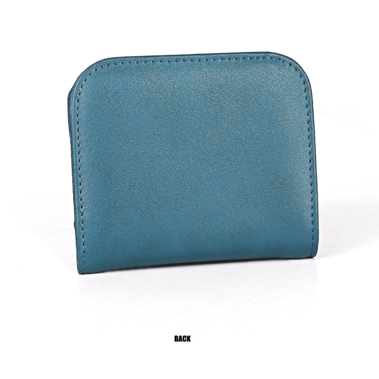 3537 Folding Short RFID Anti-Theft Genuine Leather Coin Purse for Ladies(Blue)
