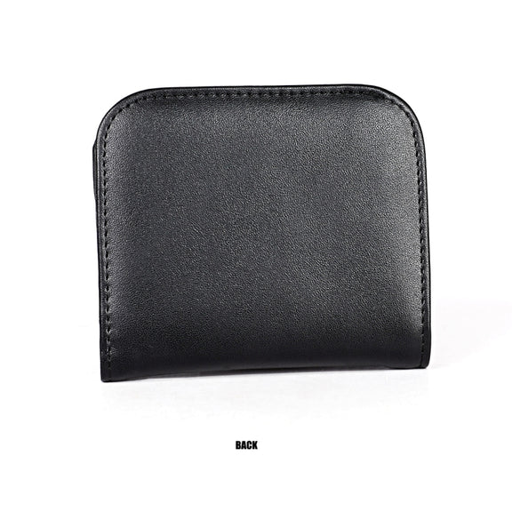 3537 Folding Short RFID Anti-Theft Genuine Leather Coin Purse for Ladies(Black)