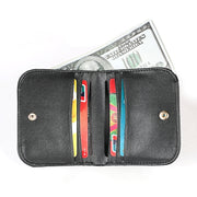 3537 Folding Short RFID Anti-Theft Genuine Leather Coin Purse for Ladies(Black)