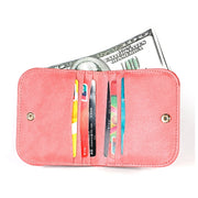 3537 Folding Short RFID Anti-Theft Genuine Leather Coin Purse for Ladies(Pink)