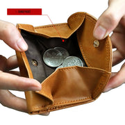 3537 Folding Short RFID Anti-Theft Genuine Leather Coin Purse for Ladies(Black)