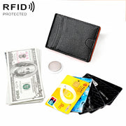 9618 Men RFID Anti-Theft Genuine Leather Wallet with Location Tracker Pocket(Black Orange)