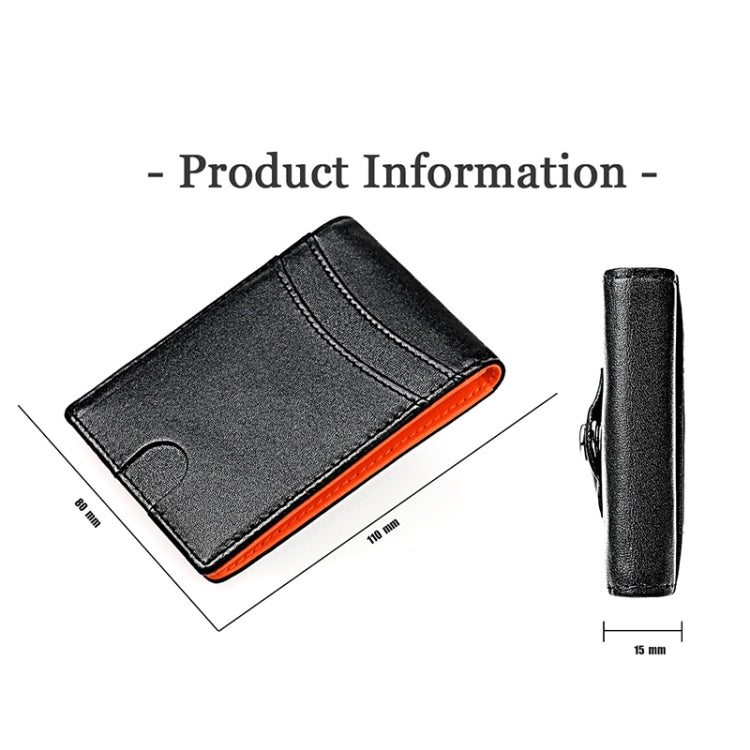 9618 Men RFID Anti-Theft Genuine Leather Wallet with Location Tracker Pocket(Black Orange) - Antimagnetic RFID Package by PMC TechLife | Online Shopping South Africa | PMC TechLife | Buy Now Pay Later Mobicred
