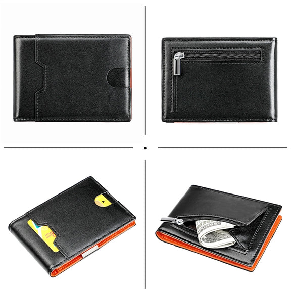 9651 Ultra-thin Two-fold RFID Anti-theft Genuine Leather Wallet For Men and Women(Orange)