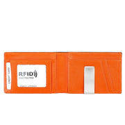 9651 Ultra-thin Two-fold RFID Anti-theft Genuine Leather Wallet For Men and Women(Orange)