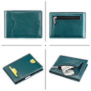 9651 Ultra-thin Two-fold RFID Anti-theft Genuine Leather Wallet For Men and Women(Blue)