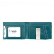 9651 Ultra-thin Two-fold RFID Anti-theft Genuine Leather Wallet For Men and Women(Blue)