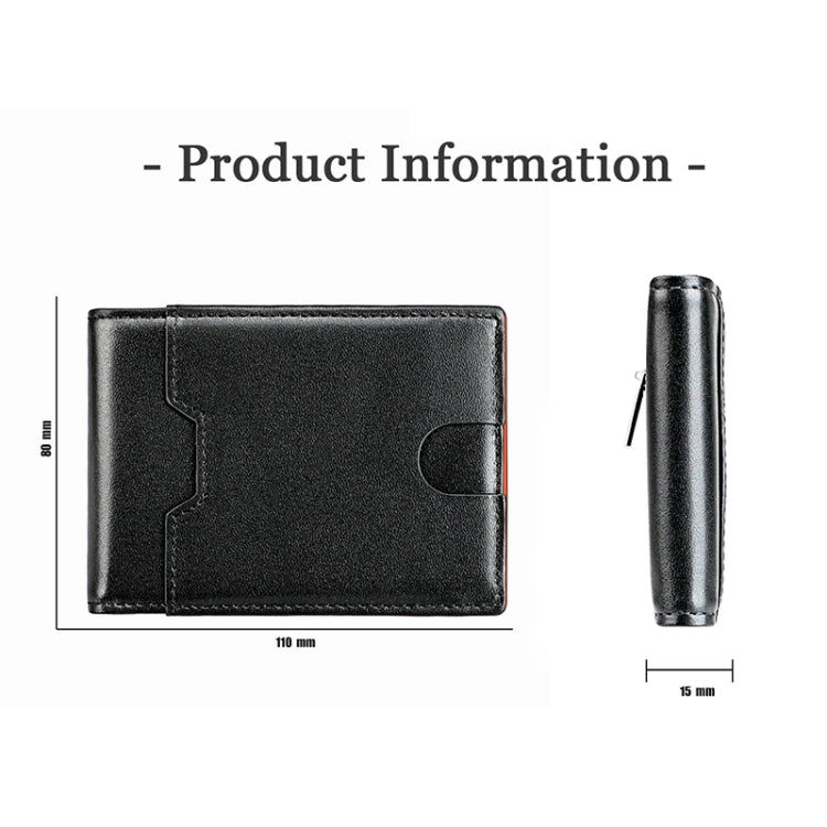 9651 Ultra-thin Two-fold RFID Anti-theft Genuine Leather Wallet For Men and Women(Blue)