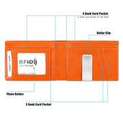 9651 Ultra-thin Two-fold RFID Anti-theft Genuine Leather Wallet For Men and Women(Blue)