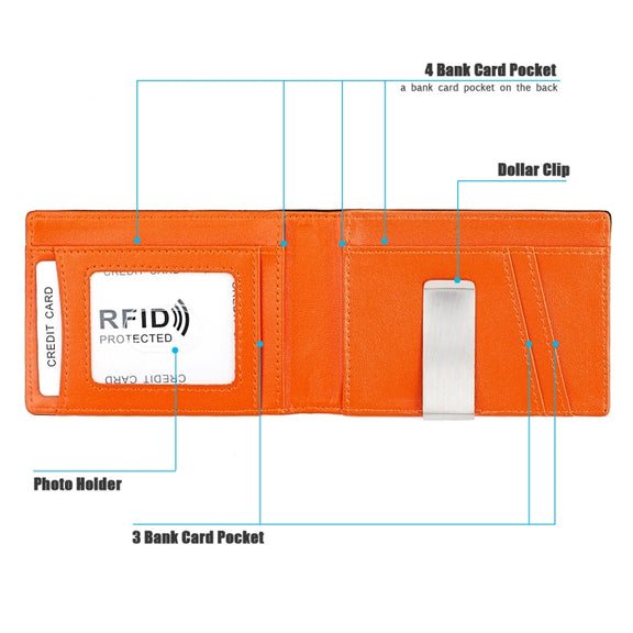 9651 Ultra-thin Two-fold RFID Anti-theft Genuine Leather Wallet For Men and Women(Blue)