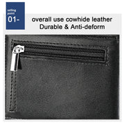 9651 Ultra-thin Two-fold RFID Anti-theft Genuine Leather Wallet For Men and Women(Orange)