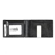 9653SN Men and Women Two-fold RFID Anti-theft Genuine Leather Wallet with Y-shaped Front Pocket(Black)
