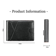 9653SN Men and Women Two-fold RFID Anti-theft Genuine Leather Wallet with Y-shaped Front Pocket(Black)