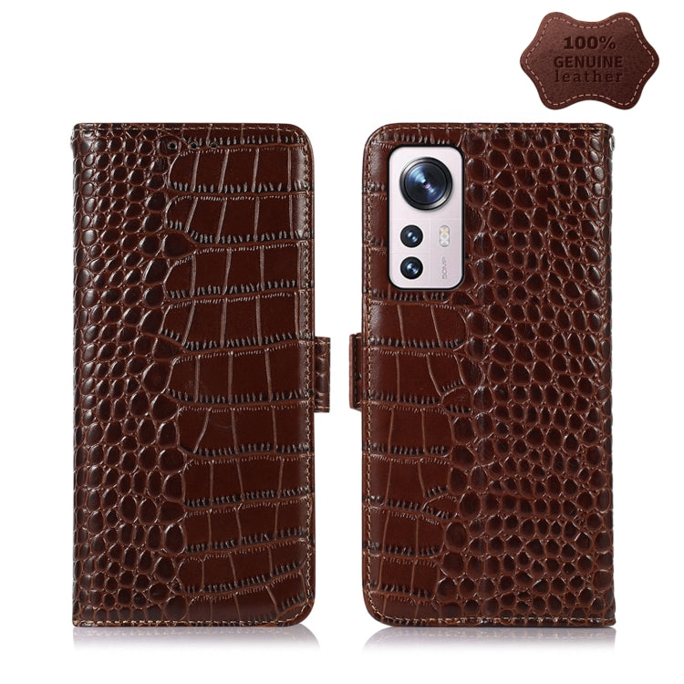 For Xiaomi 12 Pro Crocodile Top Layer Cowhide Leather Phone Case(Brown) - 12 Pro Cases by PMC TechLife | Online Shopping South Africa | PMC TechLife
