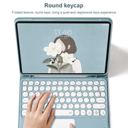 Round Cap Bluetooth Keyboard Leather Case with Pen Slot & Touchpad for Samsung Galaxy Tab S6 Lite(Green)