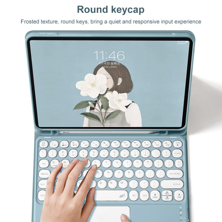 Round Cap Bluetooth Keyboard Leather Case with Pen Slot & Touchpad for Samsung Galaxy Tab S6 Lite(Green)