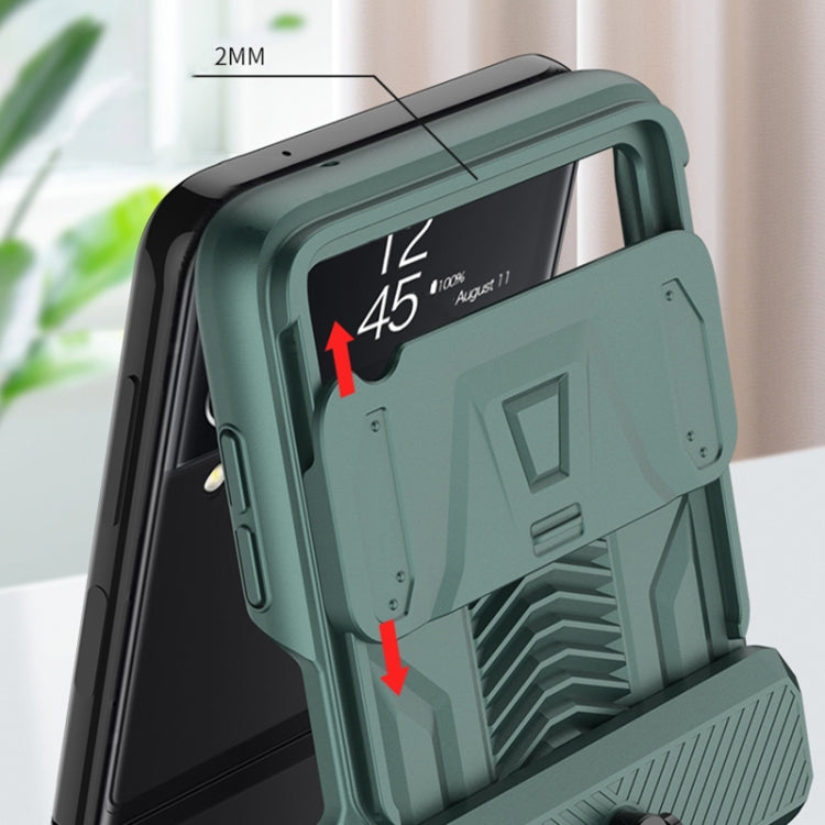 For Samsung Galaxy Z Flip3 5G GKK Sliding Camshield Magnetic Armor Flip Phone Case with Ring Holder(Forest Green) - Galaxy Phone Cases by GKK | Online Shopping South Africa | PMC TechLife | Buy Now Pay Later Mobicred