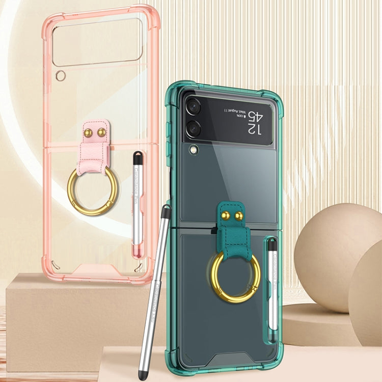 For Samsung Galaxy Z Flip3 5G GKK Shockproof Airbag Phone Case with Ring Holder & Stylus Pen(Transparent Black) - free shipping - PMC TechLife - Order now!