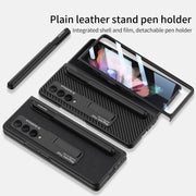 For Samsung Galaxy Z Fold3 5G GKK Ultra-thin Shockproof Leather Protective Case with Holder & Pen Slots(Black)