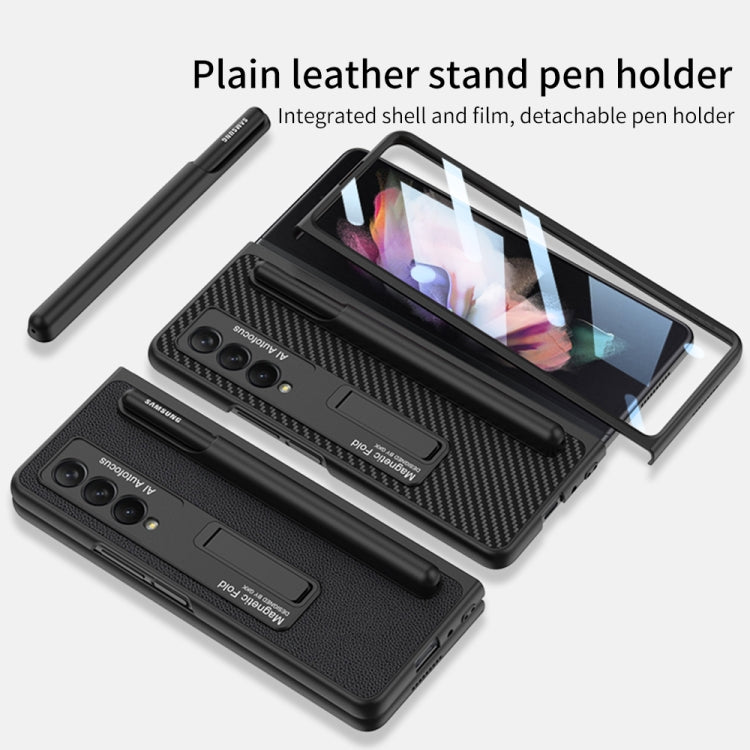 For Samsung Galaxy Z Fold3 5G GKK Ultra-thin Shockproof Leather Protective Case with Holder & Pen Slots(Black)