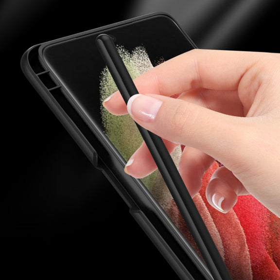 For Samsung Galaxy S21 Ultra 5G GKK Ultra-thin Shockproof Phone Case with Holder & Pen Slots & Stylus Pen(Red) - Galaxy S21 Ultra 5G Cases by GKK | Online Shopping South Africa | PMC TechLife | Buy Now Pay Later Mobicred