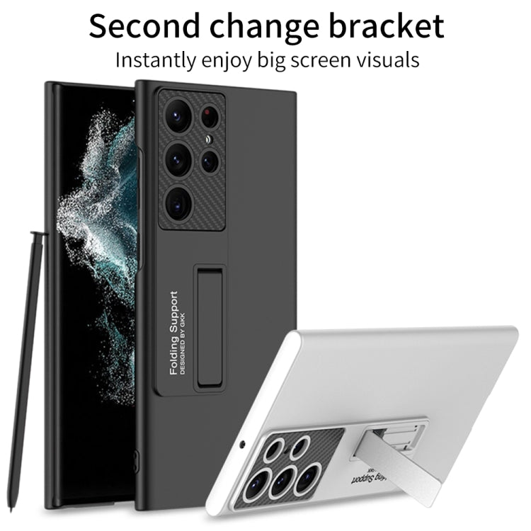 For Samsung Galaxy S22 Ultra 5G GKK Ultra-thin Shockproof Phone Case with Holder(Silver)