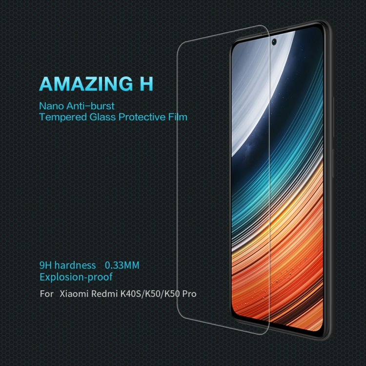 For Xiaomi Redmi K40S / K50 / K50 Pro NILLKIN H 0.33mm 9H Explosion-proof Tempered Glass Film