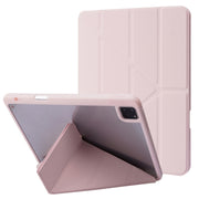 For iPad Air 13 2025 / 2024 / iPad Pro 12.9 2022 / 2021 / 2020 / 2018 Deformation Transparent Acrylic Leather Tablet Case(Pink)